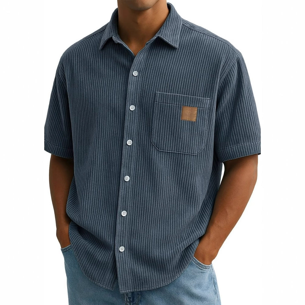 Versatile Leisure Leather Short Sleeve Shirt