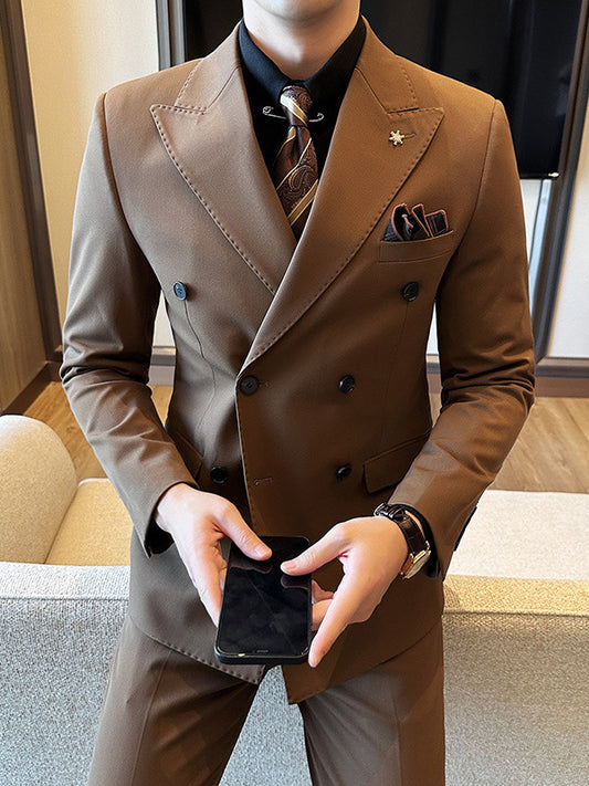 Double Breasted Business Slim Two-piece Suit