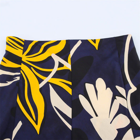 Loose Ethnic Style Flower Printed Skirt