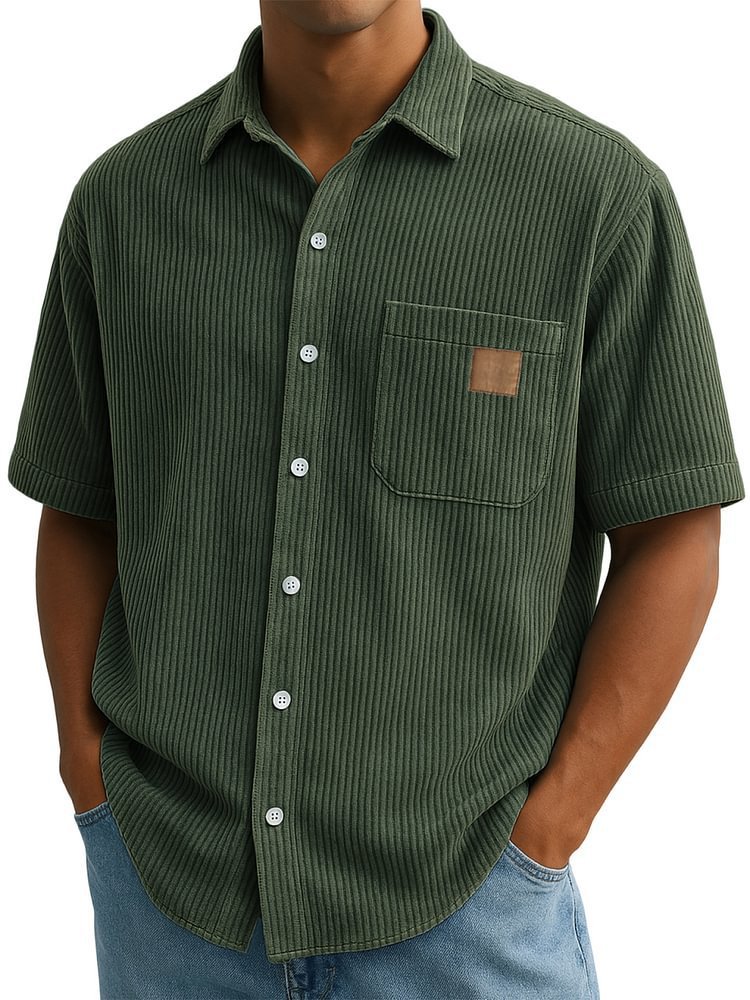 Versatile Leisure Leather Short Sleeve Shirt