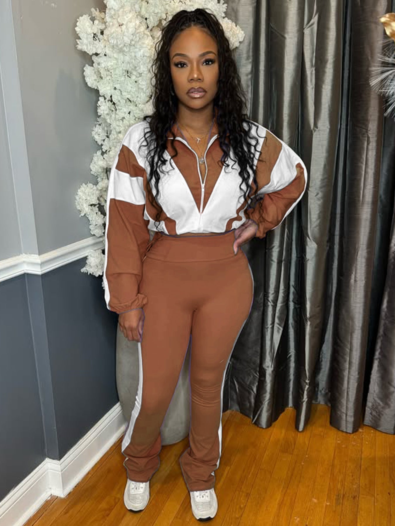 Buckle Waist Stitching Two-piece Suit