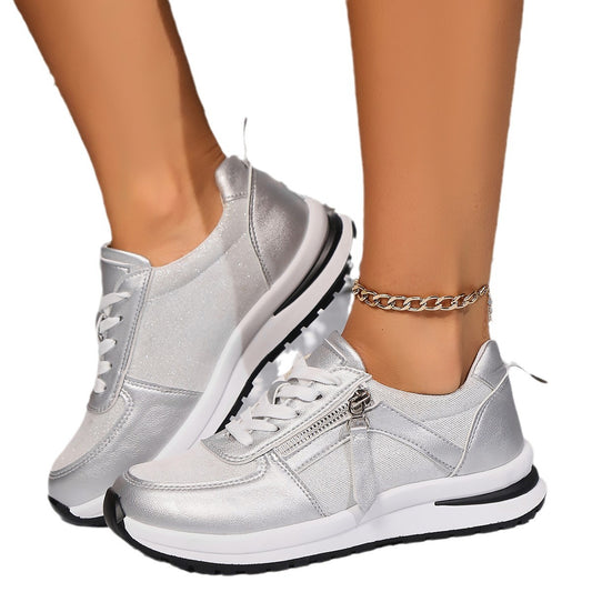 Front Lace-up Women's Pumps Large Size Flat Bottom