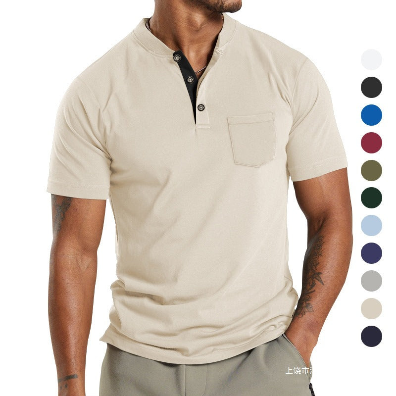 Men's Short Sleeve Button Pocket