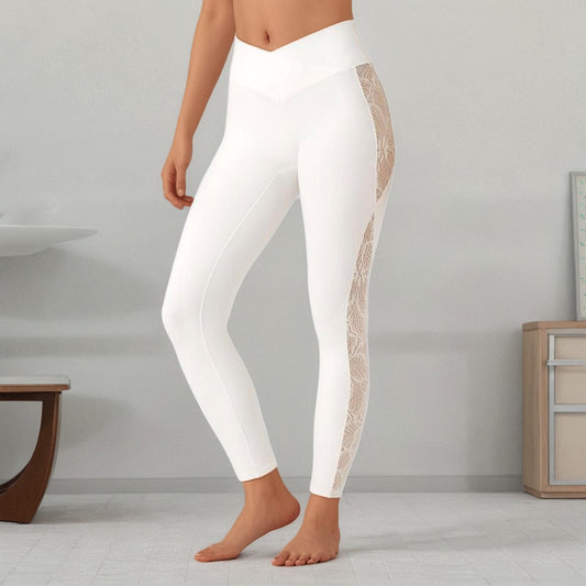 Slim Lace Stitching Fitness Pants