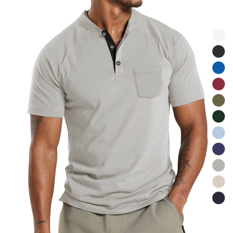 Men's Short Sleeve Button Pocket