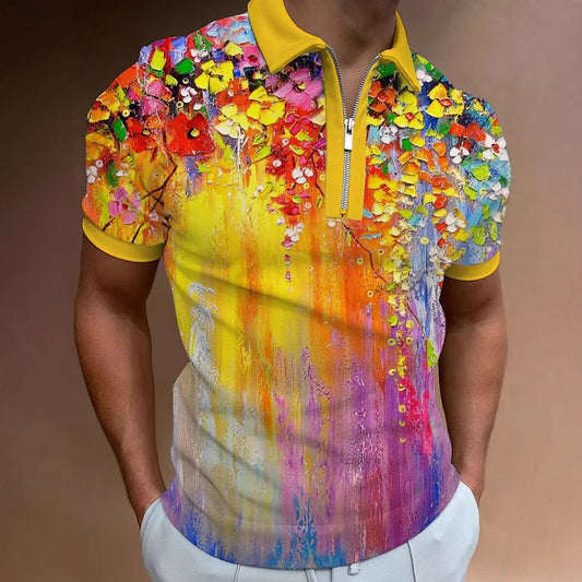 Men's Fashion Simple Zipper Short Sleeve T-Shirt