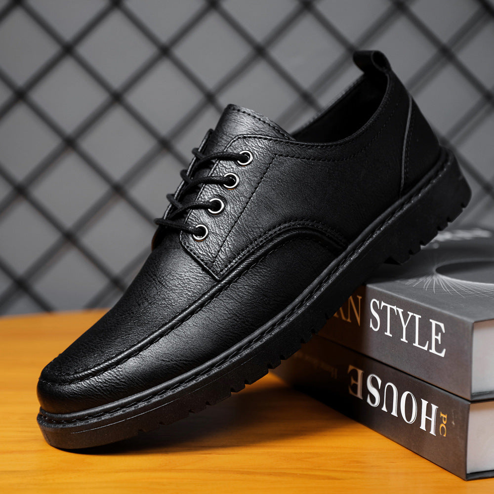 Handsome Lace Up Black Leather Shoes Men