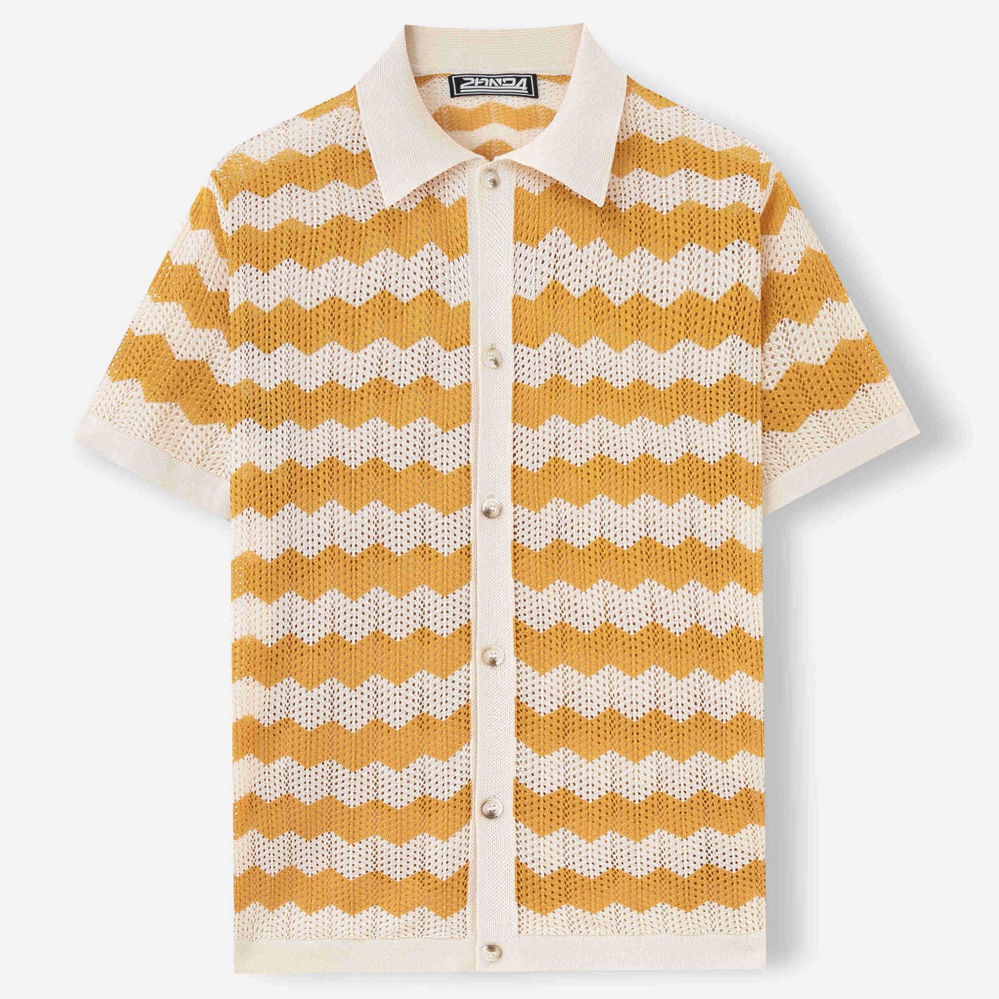 Men American-style Hollow Jacquard Corrugated Sweater
