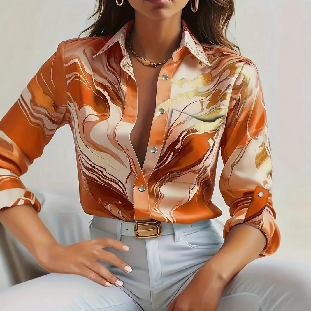 Fashion Casual Loose Button Long Sleeve Shirt