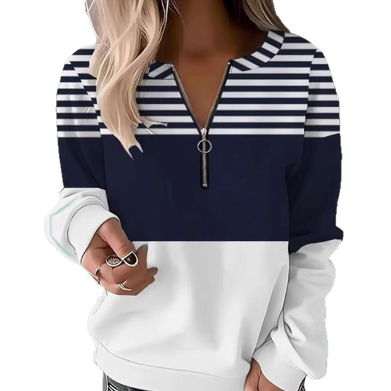 Trendy USA Flag Sweatshirt Half Zipper Sweater