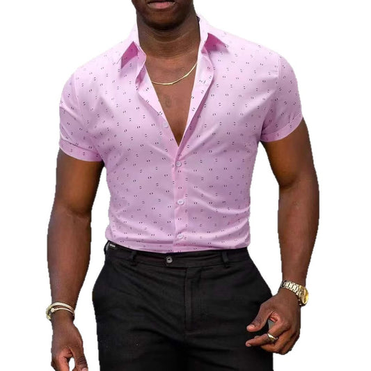 Stretch Thight Short-sleeved Men's Shirt