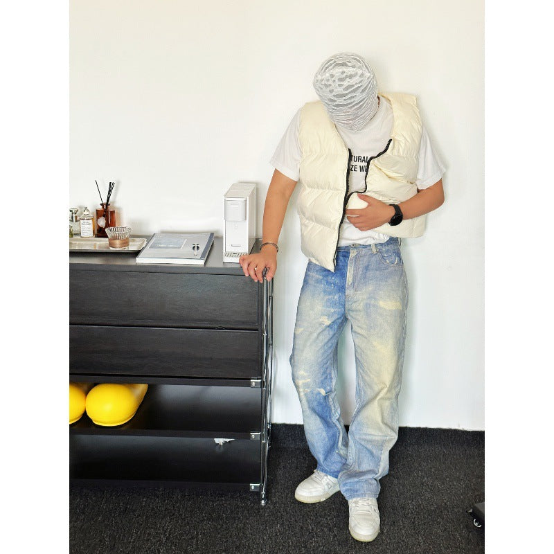 Gray White Washed Distressed Jeans