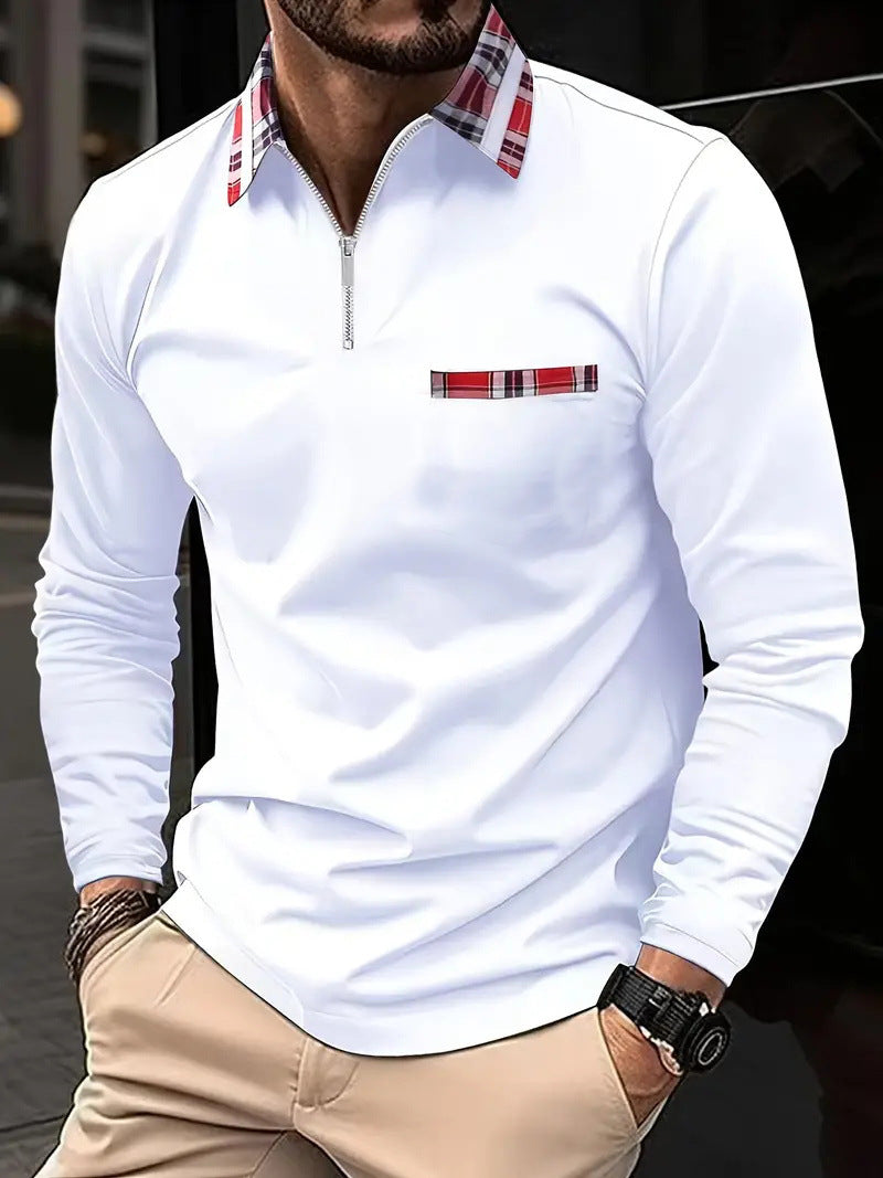 Men's Long-sleeve Zipper Polo Shirt