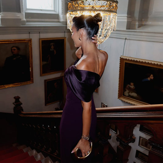 Slim-fit Waist Sheath Off-the-shoulder Dress