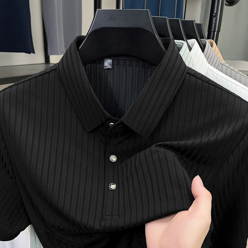 Ice Silk Cut-out Lapel Polo T-Shirt