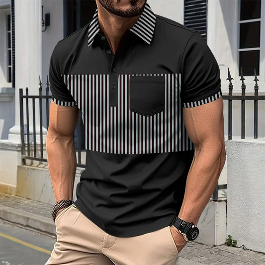 Men's Polo Matching Stitching T-shirt
