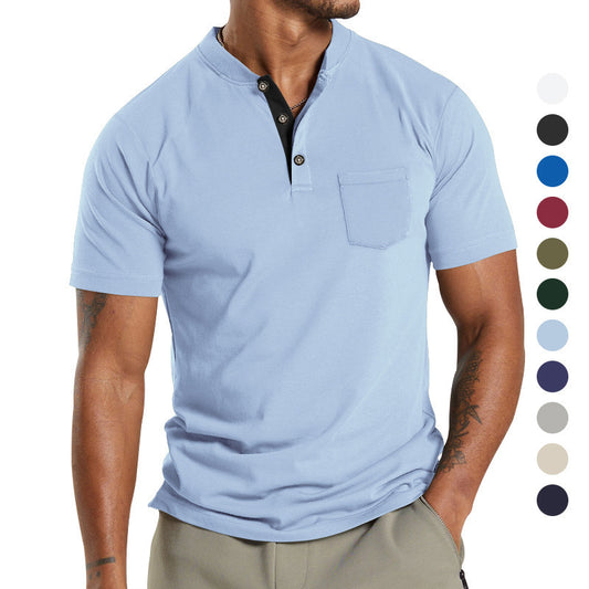 Men's Short Sleeve Button Pocket