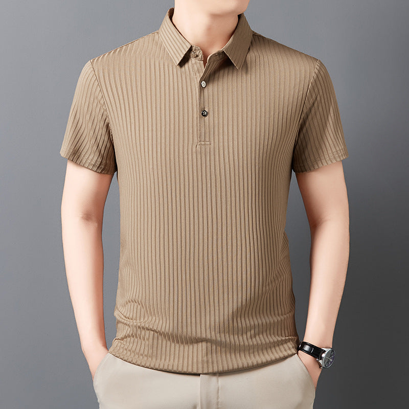 Ice Silk Cut-out Lapel Polo T-Shirt