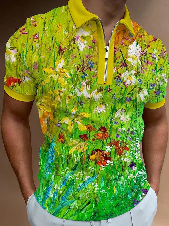 Men's Fashion Simple Zipper Short Sleeve T-Shirt