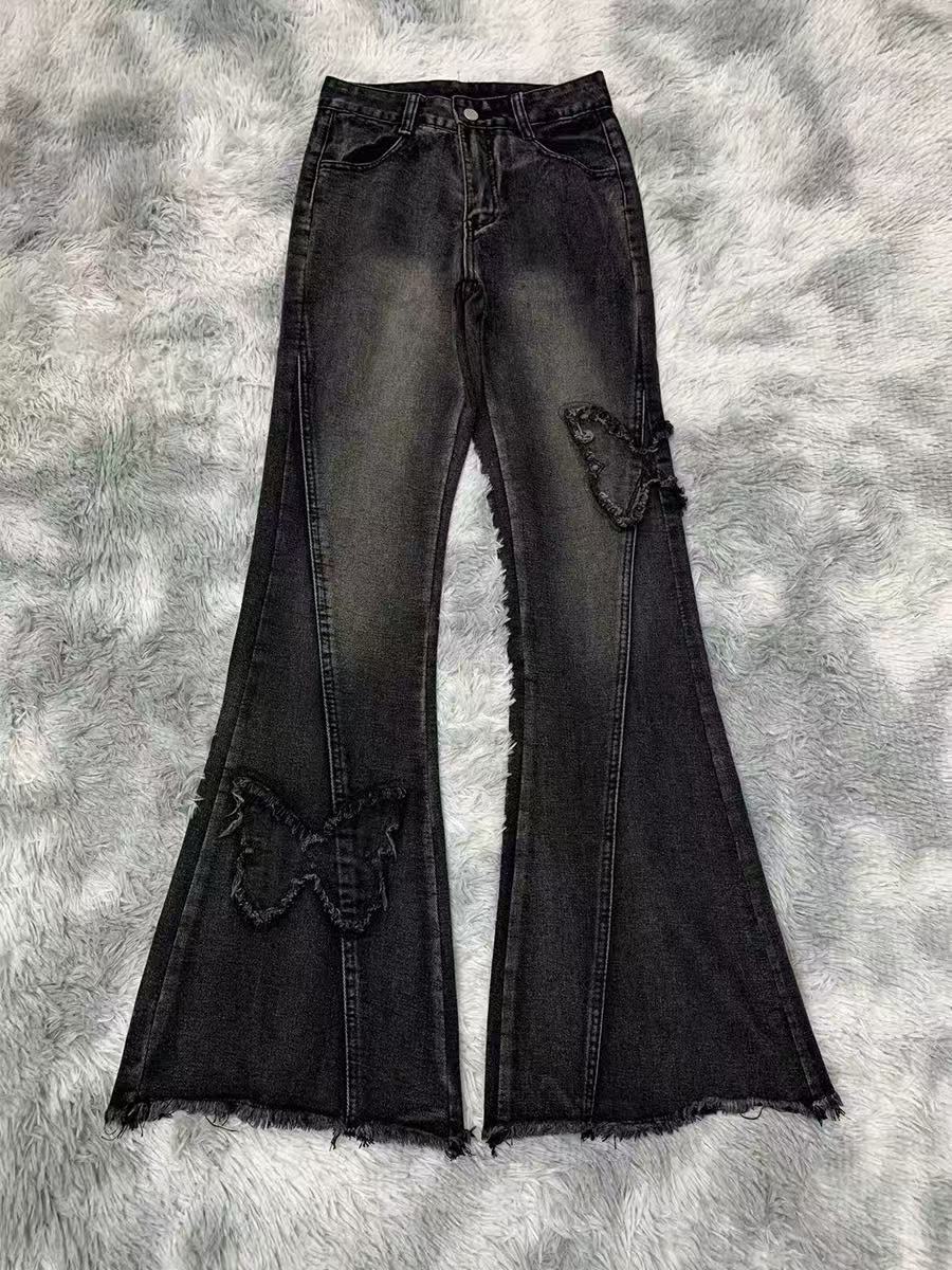 Elastic Plus Size Denim Flared Jeans