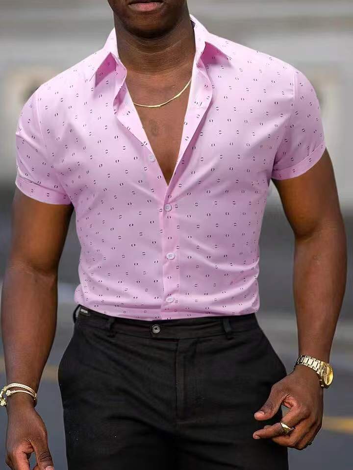 Stretch Thight Short-sleeved Men's Shirt