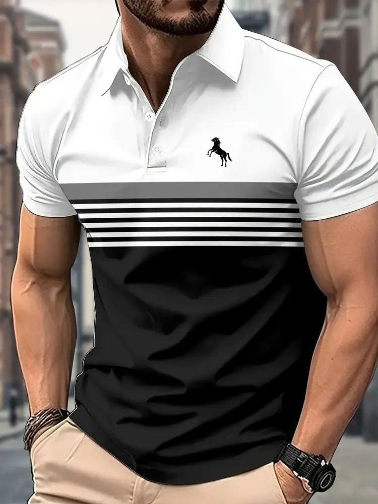 Men Striped Collar Golf T-Shirt