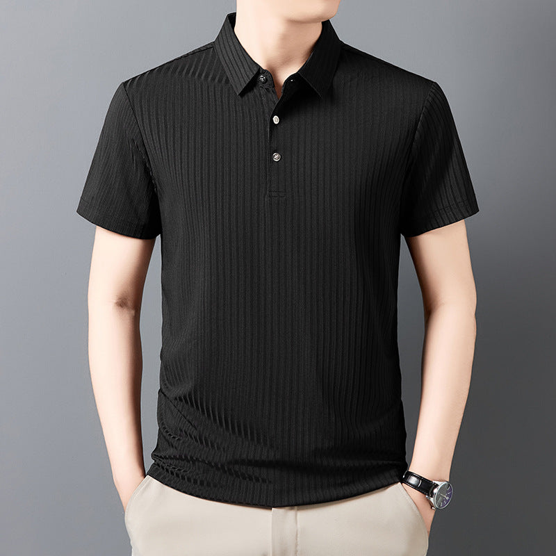 Ice Silk Cut-out Lapel Polo T-Shirt