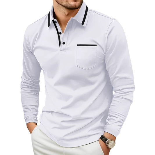 Men's Lapel Long Sleeve Plus Size Polo Shirt