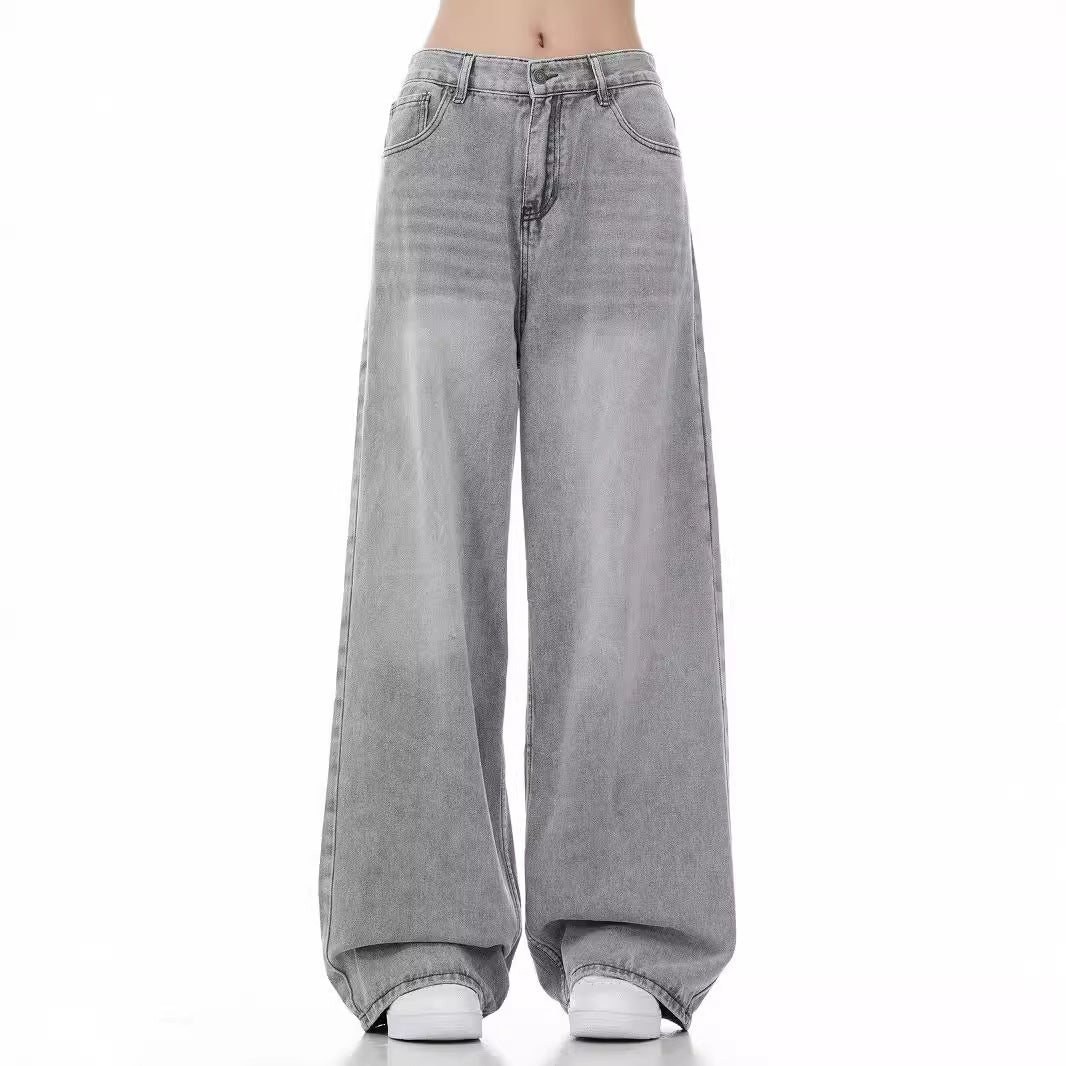 Men's Loose Wide Leg Straight Worn Jeans