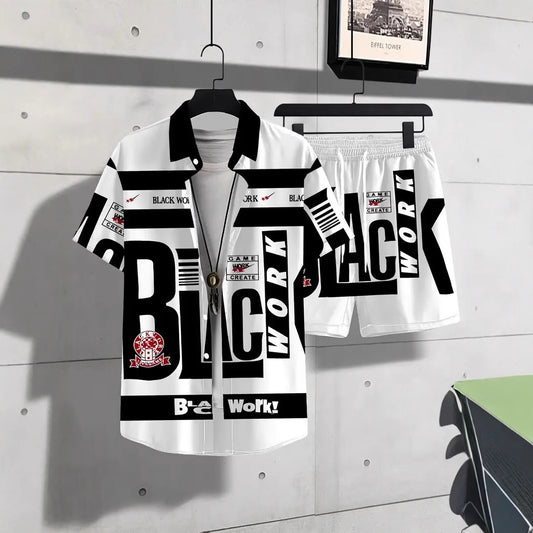 Fashion Trend Animal PatternSleeve Shirt Shorts Suit