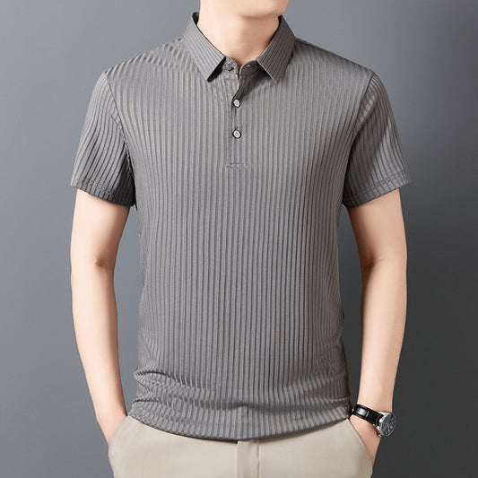 Ice Silk Cut-out Lapel Polo T-Shirt