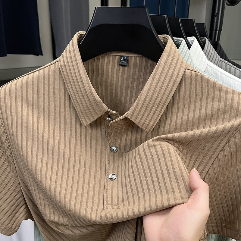 Ice Silk Cut-out Lapel Polo T-Shirt