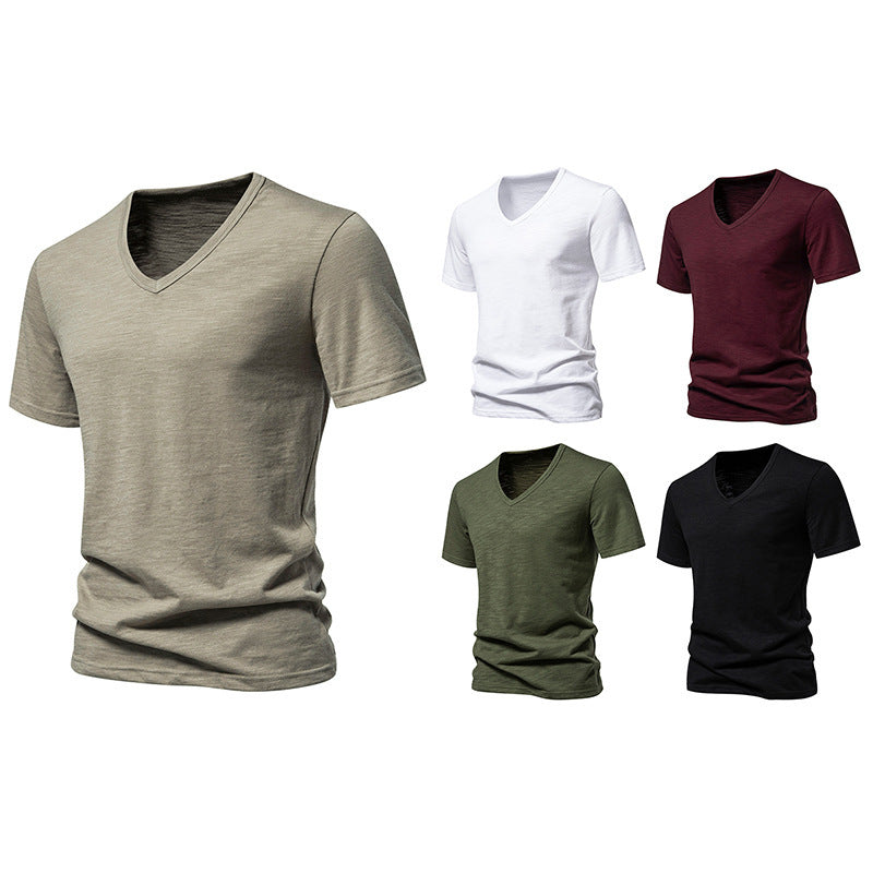Men's Slub Cotton Bottoming T-Shirt