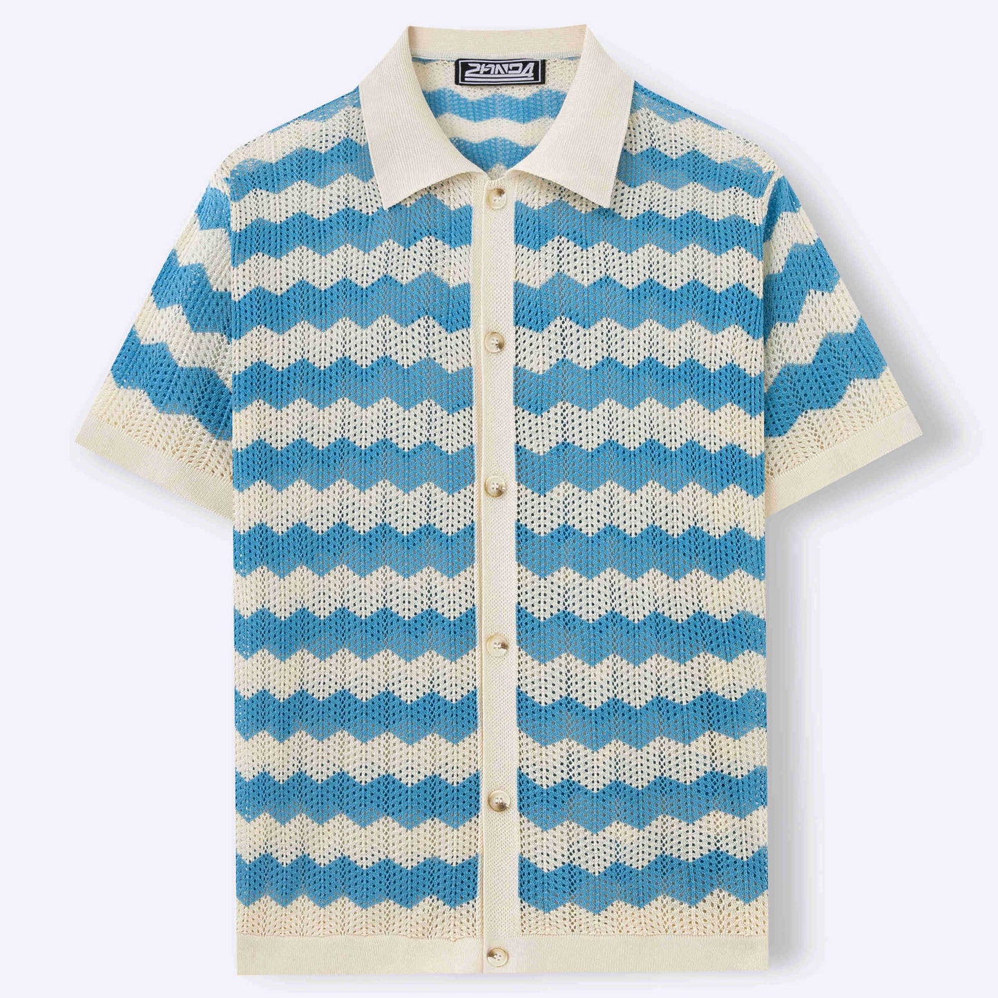 Men American-style Hollow Jacquard Corrugated Sweater