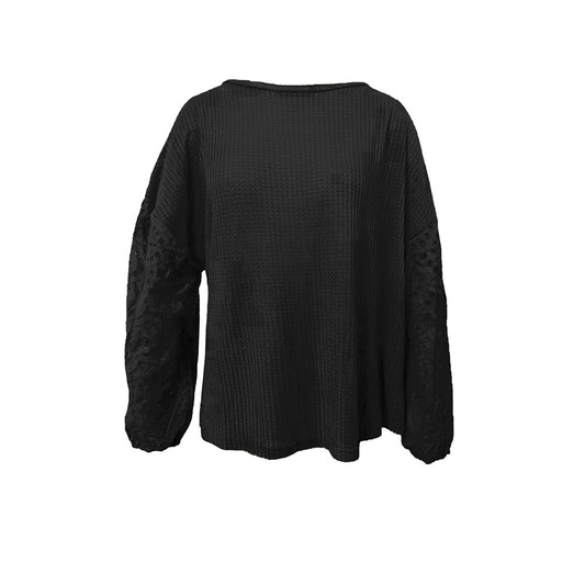 Loose Diagonal Long Sleeve Off-shoulder Top