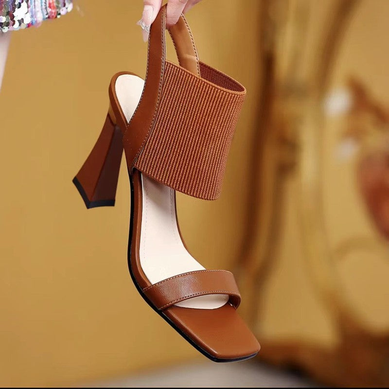 Ladie's Sexy High Heel Elastic Strap Sandals