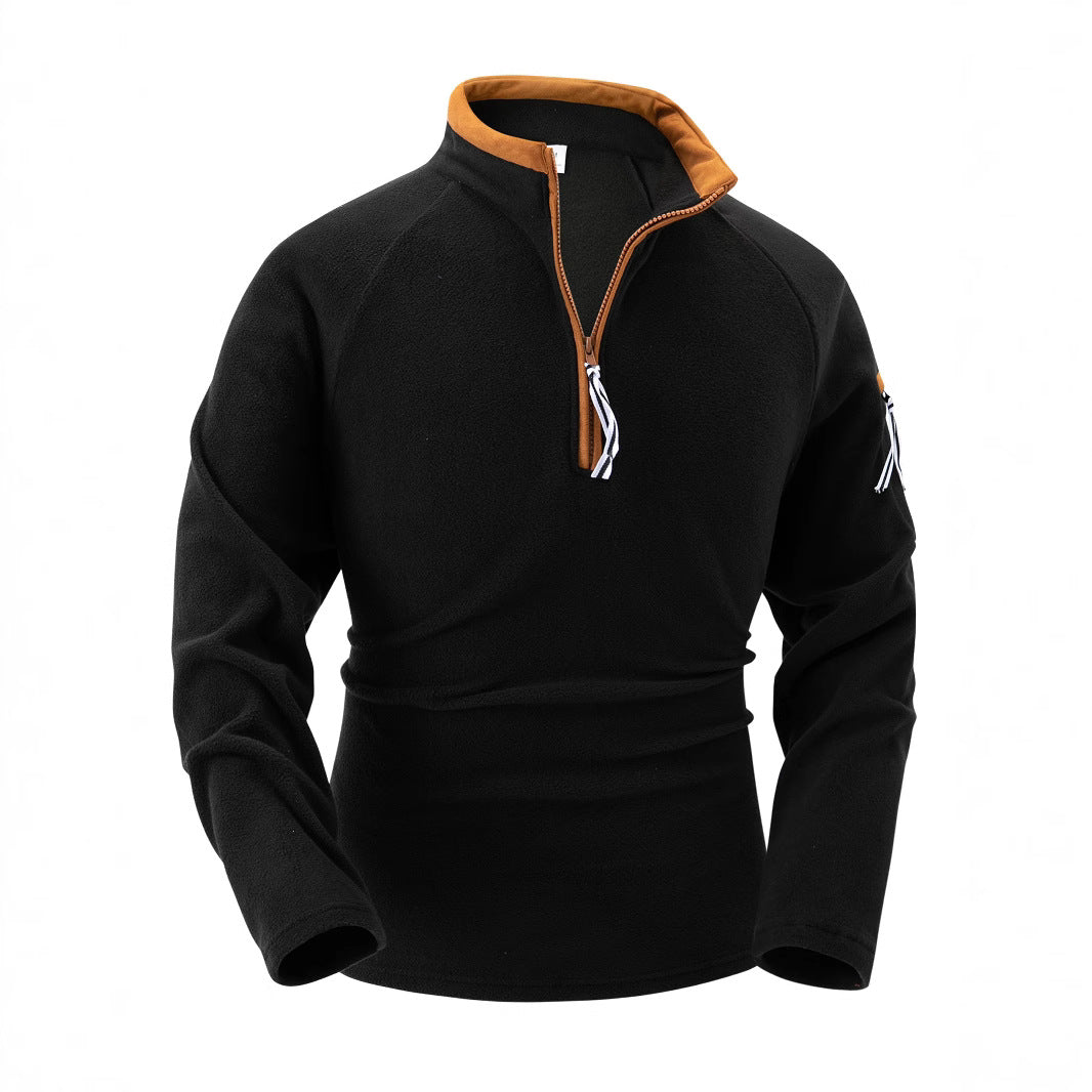 Men Stand Half Zip Long Sleeve Sweatshirts