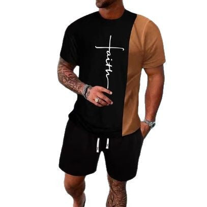 Men's Short Sleeve Shorts Suit