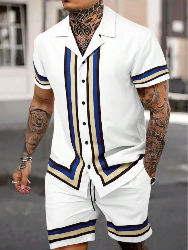 Fashion Men's Shirt Two-piece Set
