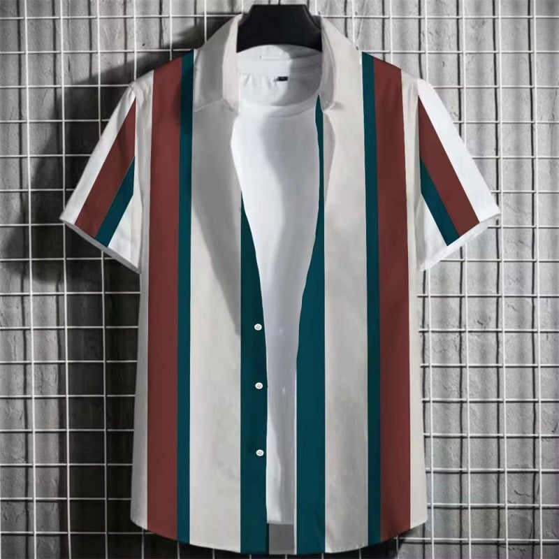 Simple Striped Men Short Sleeve