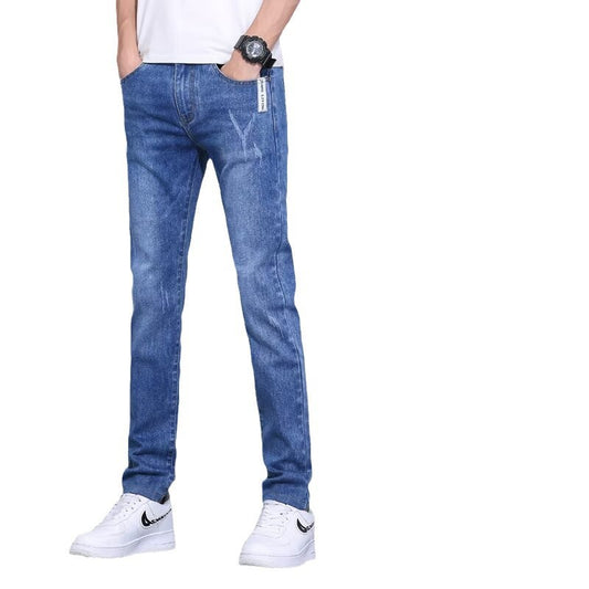 Washed Blue Jeans Men's Trendy Slim