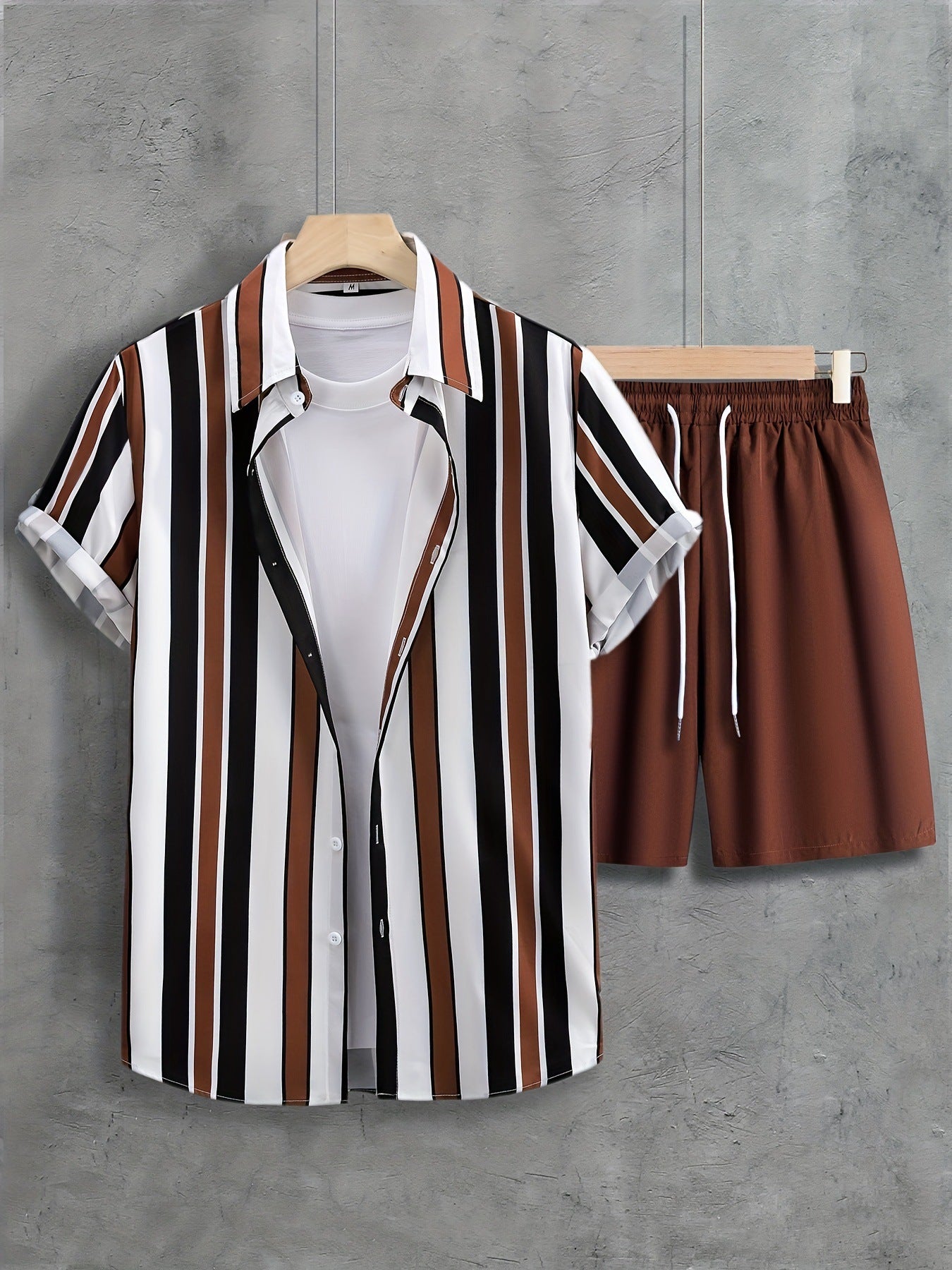 Fashion Trend Animal PatternSleeve Shirt Shorts Suit