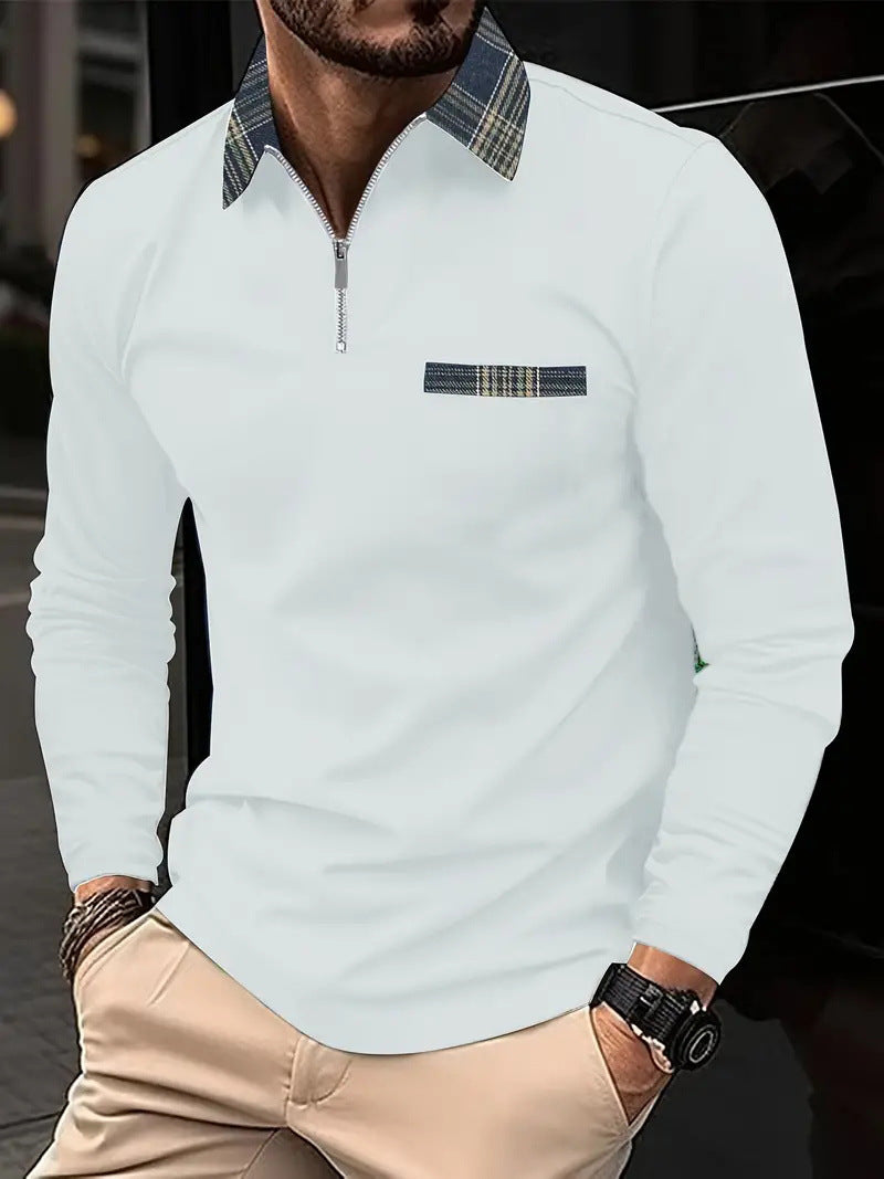 Men's Long-sleeve Zipper Polo Shirt