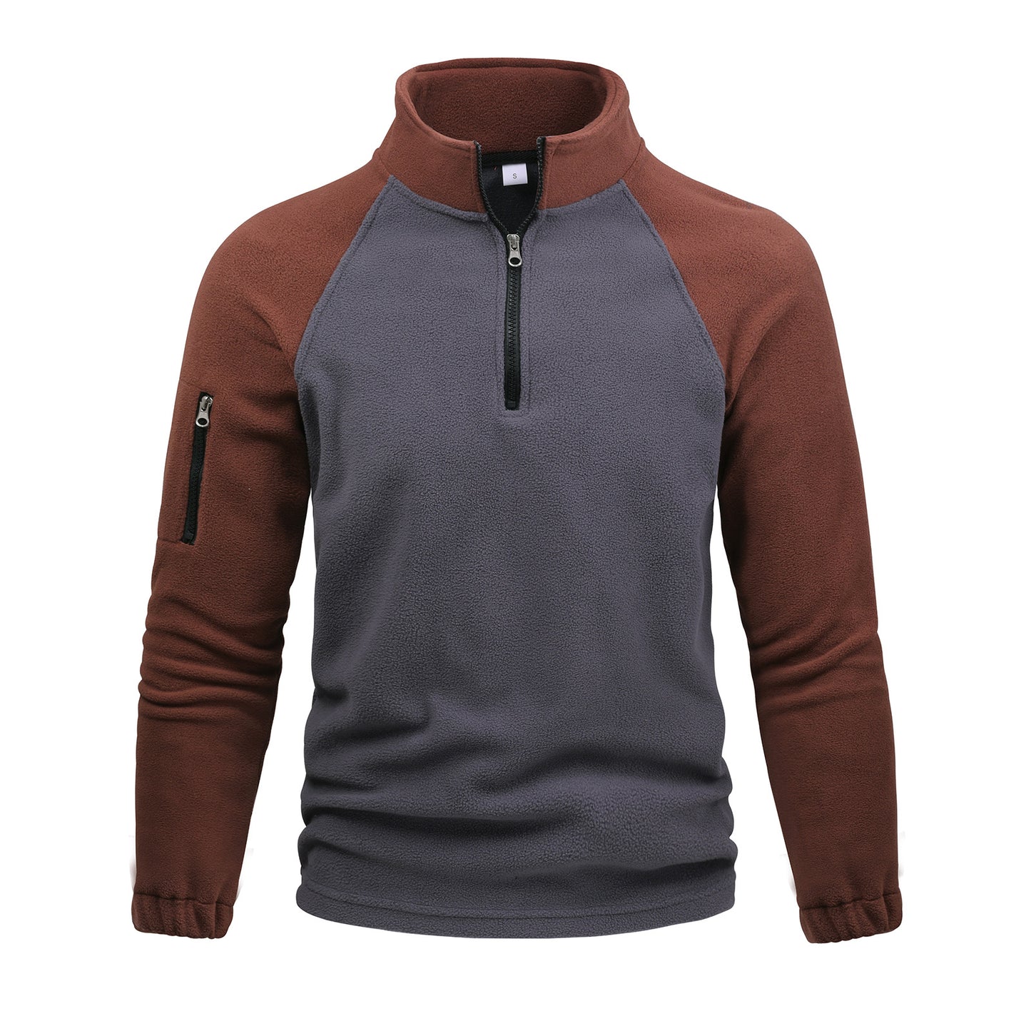 Pullover Stitching Zipper Men Sweatshirt
