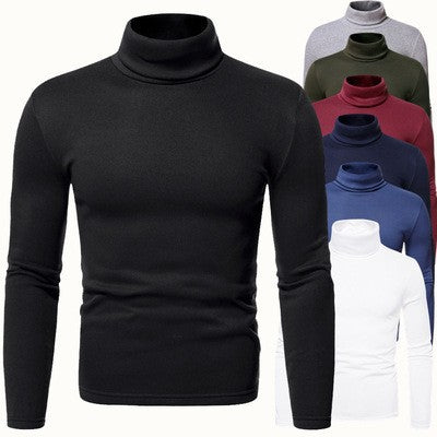 Men's Fur Pullover High Collar T-shirt