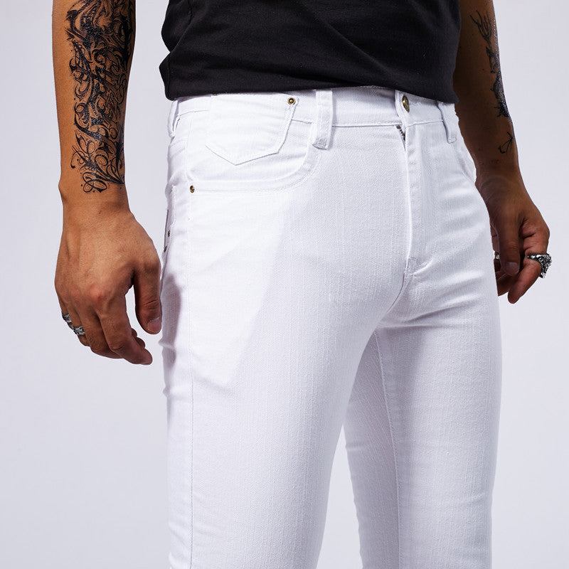 Men's American-style White Stretch Skinny Jeans