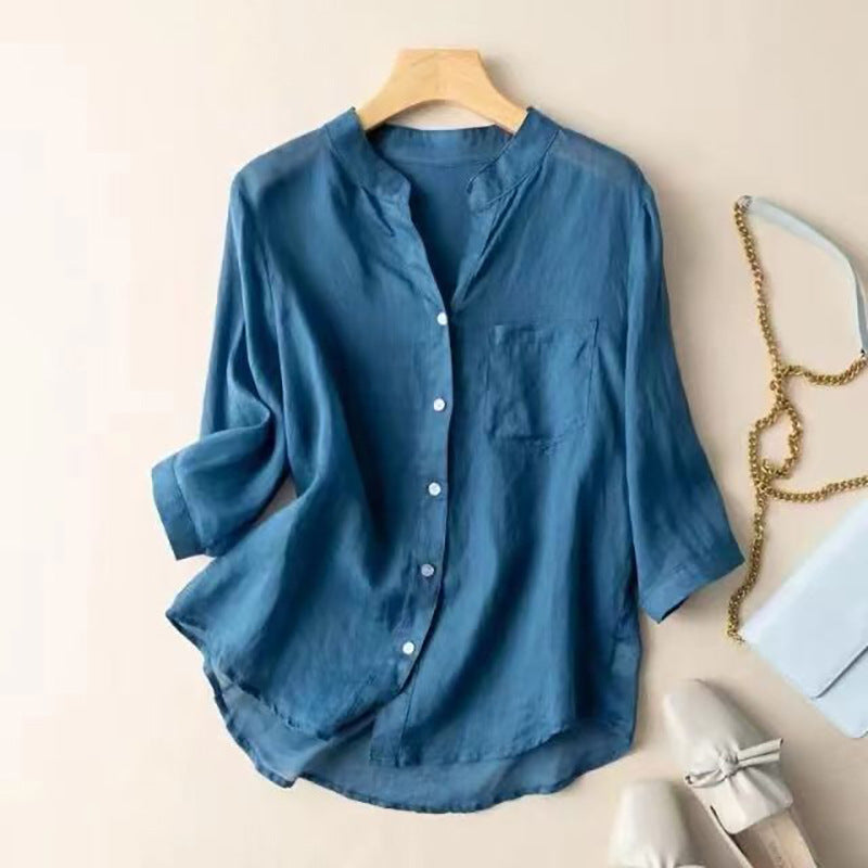 Leisure Style Artistic Retro Thin Cotton And Linen Shirt