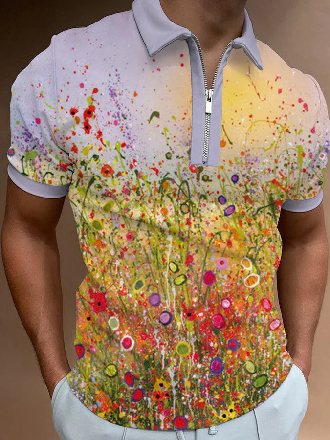 Men's Fashion Simple Zipper Short Sleeve T-Shirt