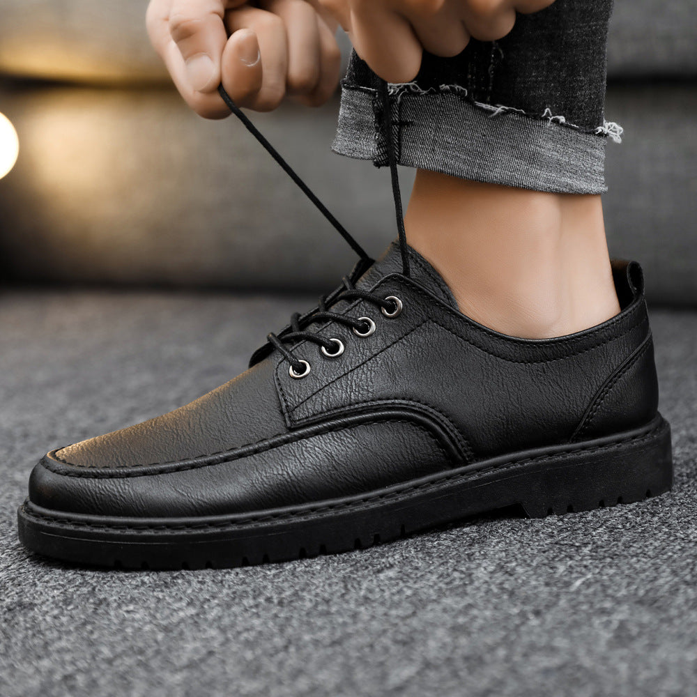 Handsome Lace Up Black Leather Shoes Men