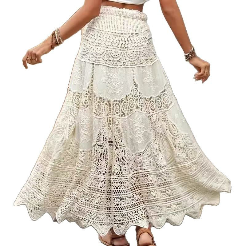 Hollow Knitted Big Hem Skirt Women